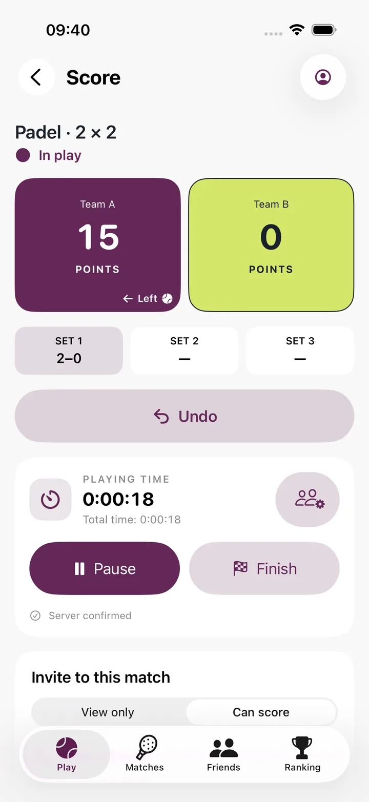 Playtali score on iPhone