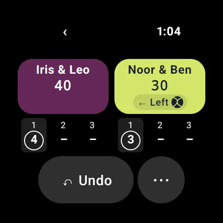 Wear OS score controls